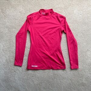 Under Armour Fuchsia ColdGear fitted Mock Top size MD medium